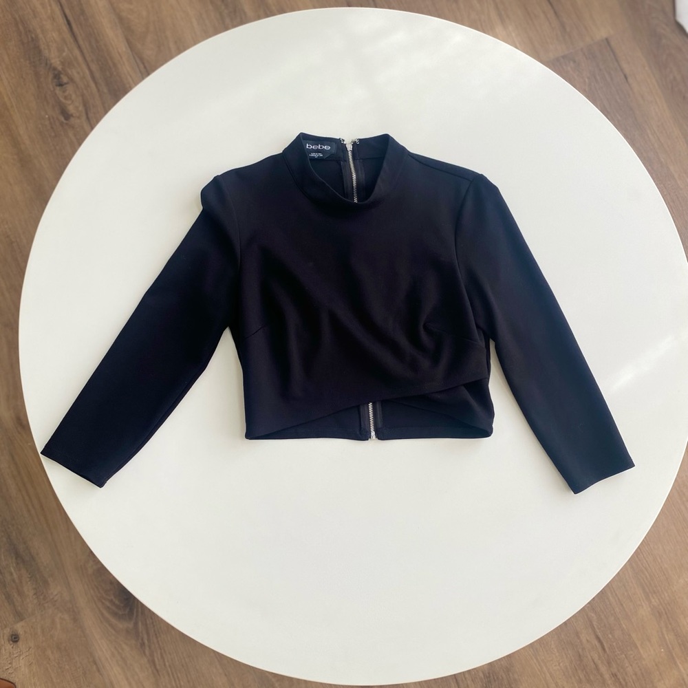 Bebe Mock Neck Crop Top